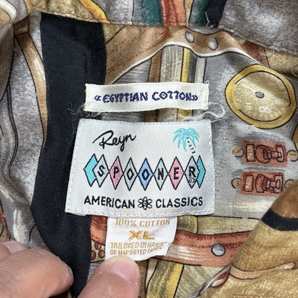 Reyn Spooner Hawaiian Shirt XL Brown Vette Corvette Steering Dashboard Beach - Picture 4 of 7